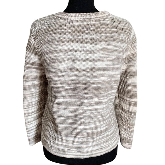 Lands’ End 💯% Cotton Women’s White Gray Button Down Cardigan Sweater Size Small - Picture 3 of 17